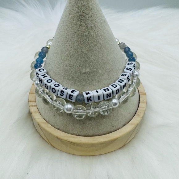 Choose Kindness Clear & Blue Beaded Bracelets - Picture 3 of 7